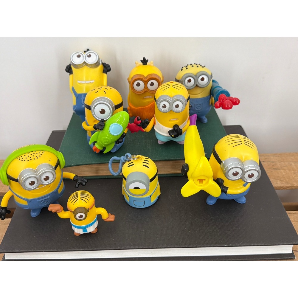 Despicable Me Minions McDonald's Figures 9 pc Lot Kevin Stuart Bob Banana Rocket